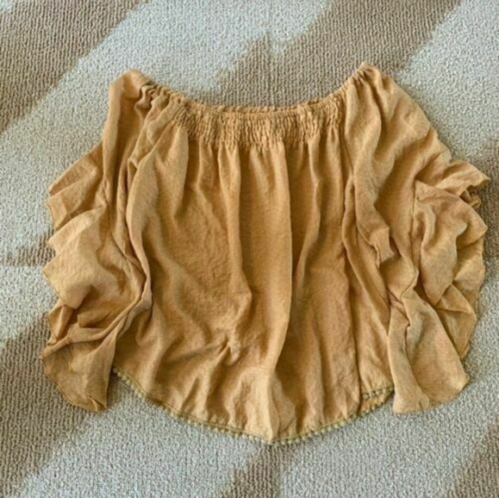 Off the Shoulder Mustard Blouse - Picture 2 of 2
